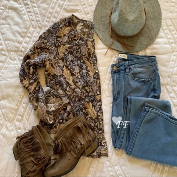 New Boutique Bohemian Print Long Sleeve Blouse - Picture 8 of 8